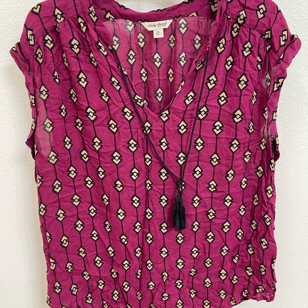 LUCKY BRND GEOMETRIC BLOUSE. LIKE NEW. XL